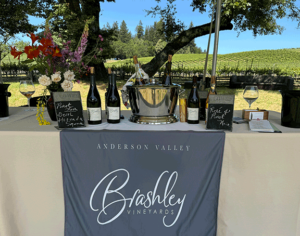 Brashley Vineyards wines on a presentation table