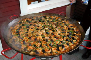 Pan of cooking Paella 