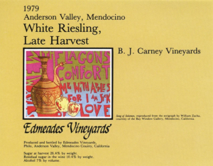 White Riesling late harvest label