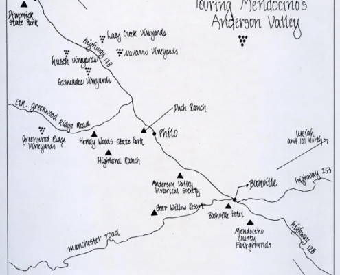 Old Hand Drawn Map of Anderson valley